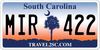 SC license plate MIR422