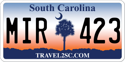 SC license plate MIR423