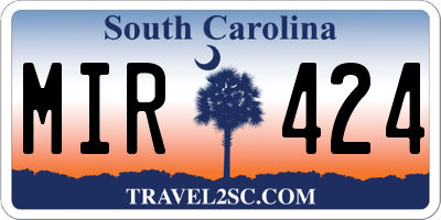 SC license plate MIR424