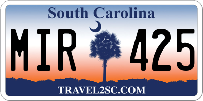 SC license plate MIR425
