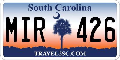 SC license plate MIR426