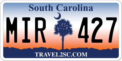 SC license plate MIR427