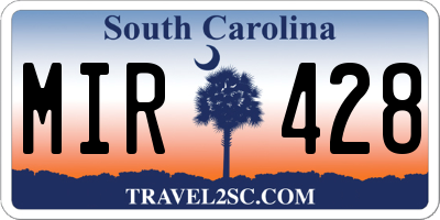 SC license plate MIR428