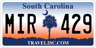 SC license plate MIR429