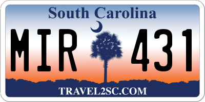SC license plate MIR431