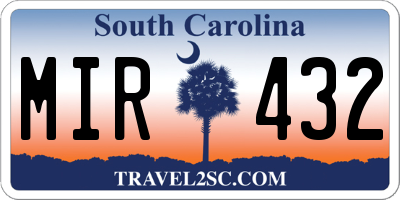 SC license plate MIR432