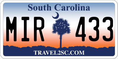 SC license plate MIR433
