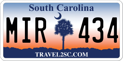 SC license plate MIR434