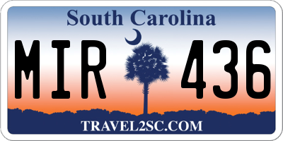 SC license plate MIR436