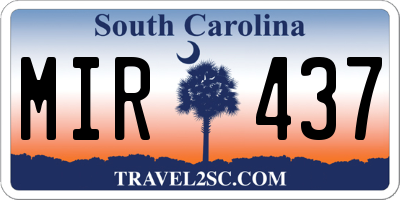 SC license plate MIR437