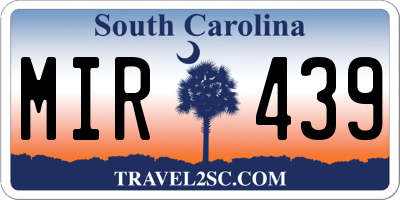 SC license plate MIR439