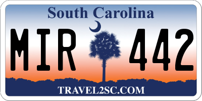 SC license plate MIR442