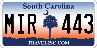 SC license plate MIR443