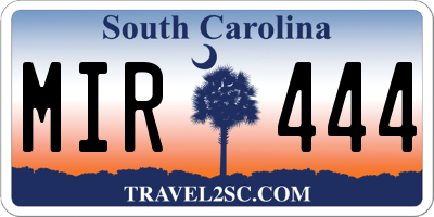 SC license plate MIR444