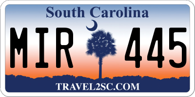 SC license plate MIR445