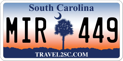 SC license plate MIR449