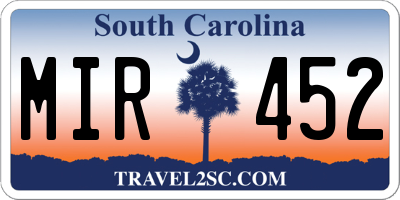 SC license plate MIR452