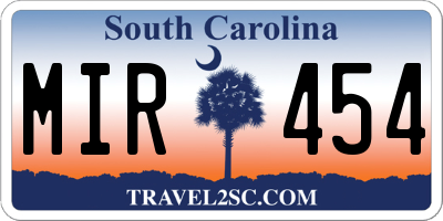 SC license plate MIR454