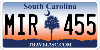 SC license plate MIR455