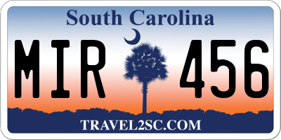SC license plate MIR456