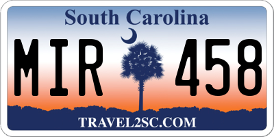 SC license plate MIR458