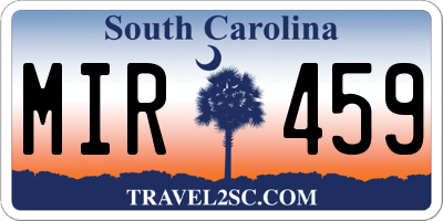 SC license plate MIR459