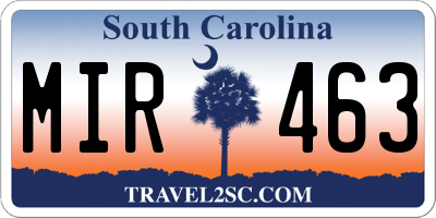 SC license plate MIR463
