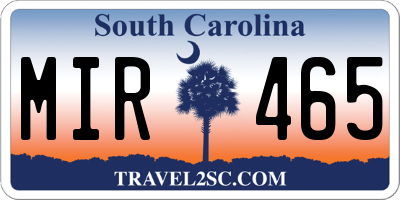 SC license plate MIR465