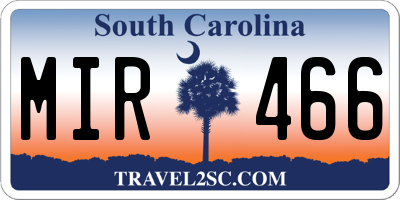 SC license plate MIR466
