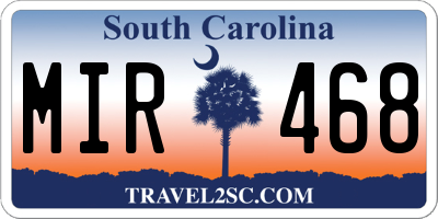 SC license plate MIR468