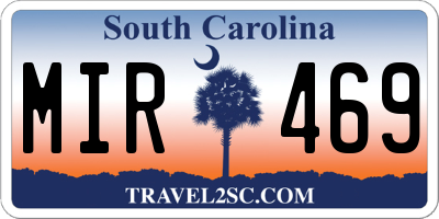 SC license plate MIR469