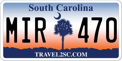 SC license plate MIR470