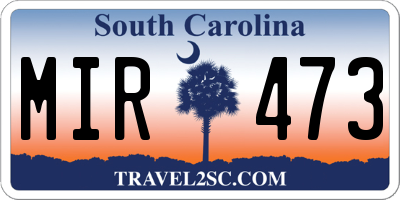 SC license plate MIR473