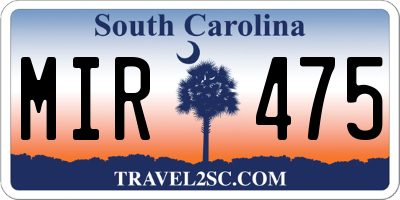 SC license plate MIR475