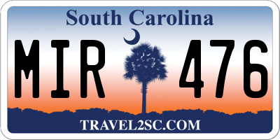 SC license plate MIR476