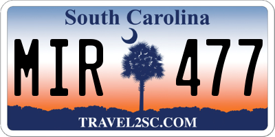 SC license plate MIR477