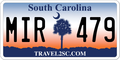 SC license plate MIR479