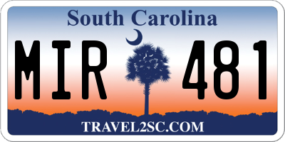 SC license plate MIR481