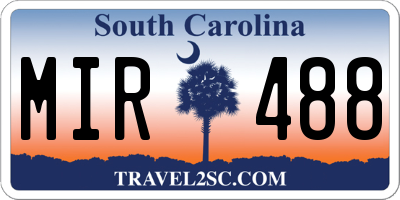 SC license plate MIR488