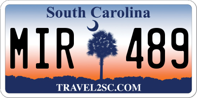 SC license plate MIR489