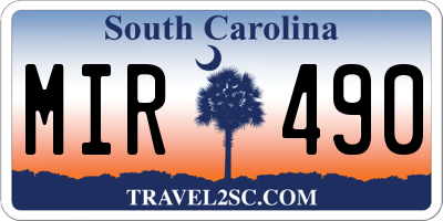 SC license plate MIR490