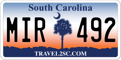 SC license plate MIR492