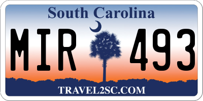 SC license plate MIR493