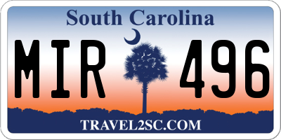 SC license plate MIR496
