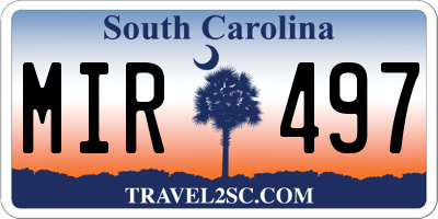 SC license plate MIR497