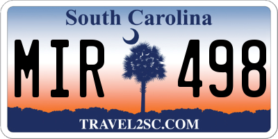 SC license plate MIR498