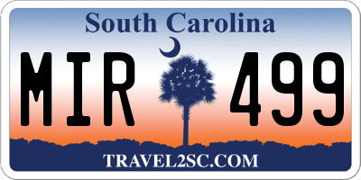 SC license plate MIR499