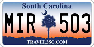 SC license plate MIR503