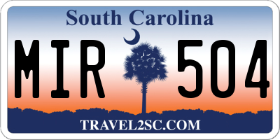 SC license plate MIR504