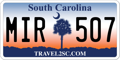SC license plate MIR507